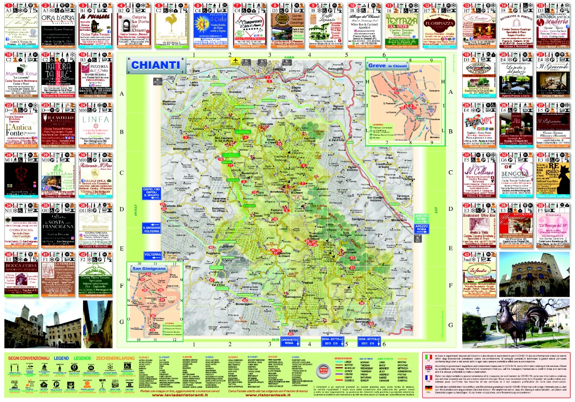 piantina Chianti con posizioni e immagini ristoranti