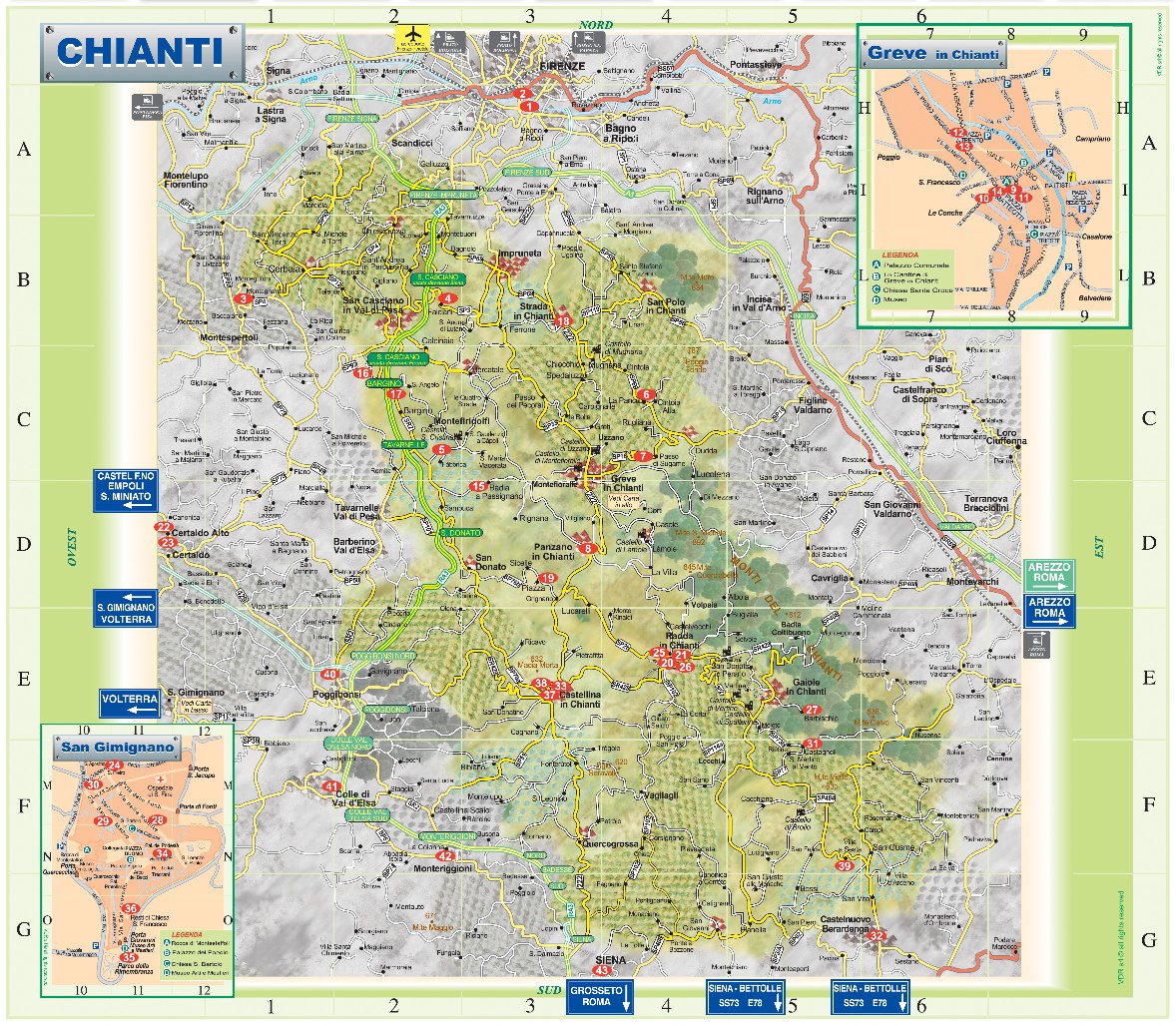 pianta chianti con posizioni ristoranti